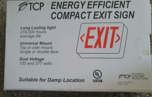 TCP Energy Efficient Compact Exit Sign, Red LED, Mode #227426, AC only