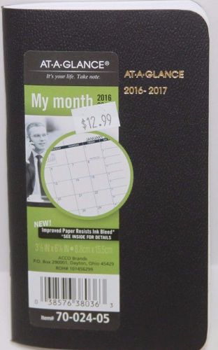 At A Glance 70-024-05 My Month Pocket Planner 2016-2017 3 1/2&#034; x 6 1/8&#034; Black