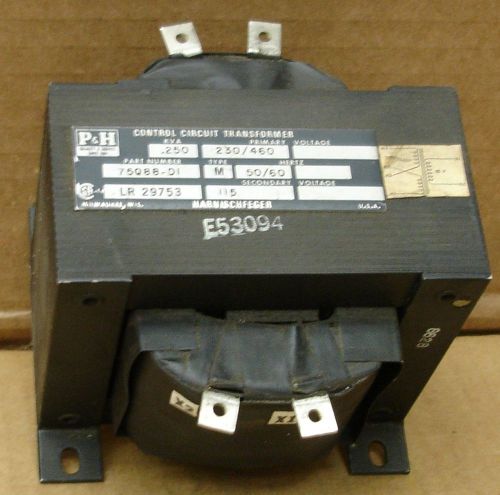 New P&amp;H Control Circuit Transformer Part# 75Q88-D1  KVA - .250  8134MO