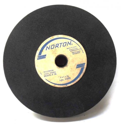 NORTON GRINDING WHEEL 6&#034; X 1&#034; X 5/8&#034;, A80-D2RR, RPM 3820