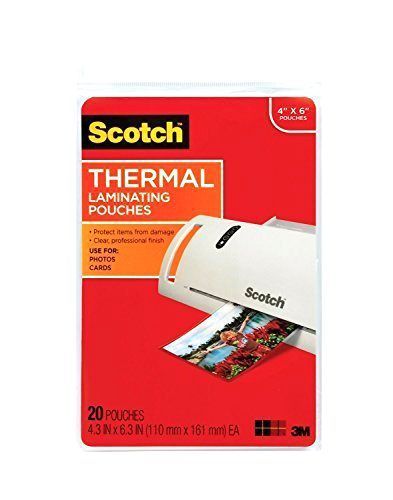 Scotch Thermal Laminating Pouches, 4.37 Inches x 6.36 Inches, 20 Pouches, 2-PACK
