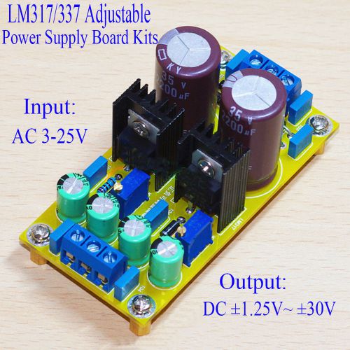 Ac-dc lm317 lm337 adjustable regulated dual power supply module board diy kits for sale