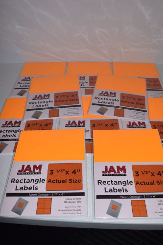 Jam rectangle labels neon orange 3 1/3&#034;x4&#034;  1200 labels total for sale