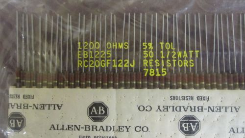 100 Allen Bradley Carbon Comp Resistors  1.2k ohms  1/2 watt  5%
