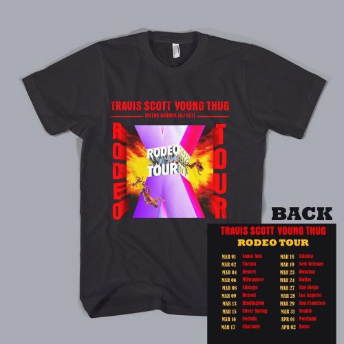 Travis Scott Rodeo Young Thug Tee T Shirt TOP Short Tour Date Concert Shirt