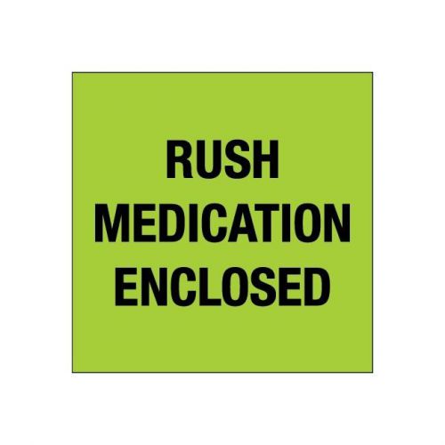 &#034;Tape Logic Labels, &#034;&#034;Rush - Medication Enclosed&#034;&#034;, Green/Black, 500/Roll&#034;