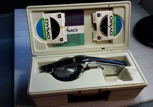 VINTAGE DYMO 1570 LABEL MAKER W/ CASE &amp; SPARE WHEELS $29