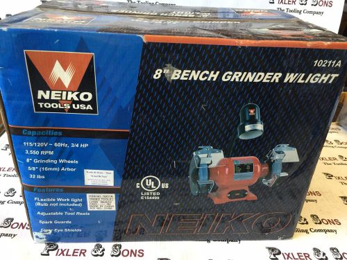 8&#034; neiko 3/4 hp electric bench grinder w/ light - mechanic machinist power tool for sale