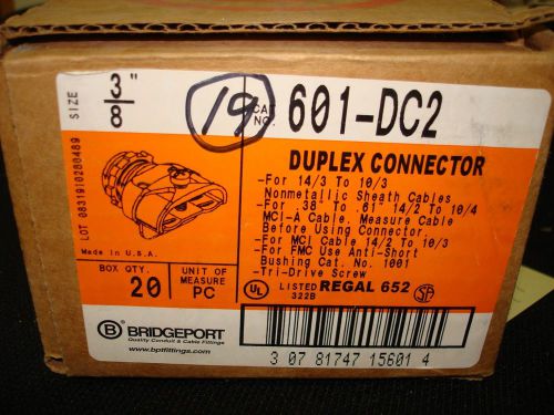 BRIDGEPORT 601-DC2 3/8” DUPLEX CONNECTOR – BOX OF 19