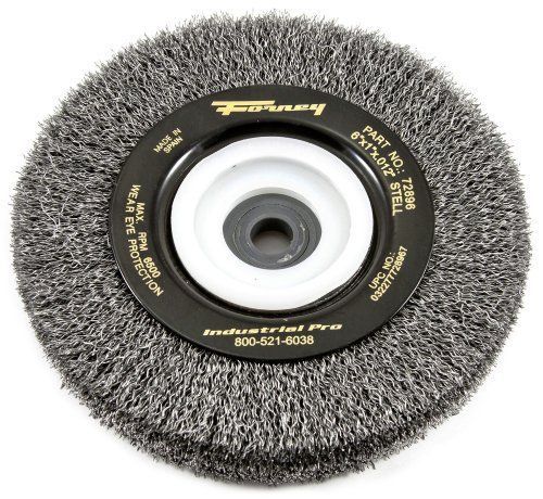 Forney 72896 wire bench wheel brush, industrial pro crimped with 1/2-inch new for sale