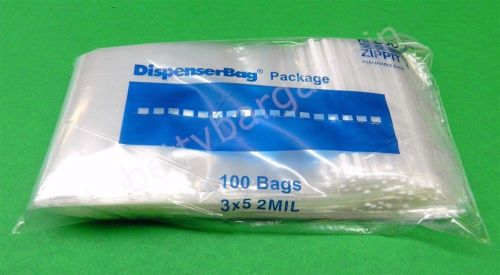 200 count 3&#034;x5&#034; ziplock bags clear 2mil reclosable dispenser bags reloc zippit for sale
