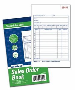 Adams sales order books, 2-part, carbonless, white/canary, 4-3/16 x 7-3/16 for sale