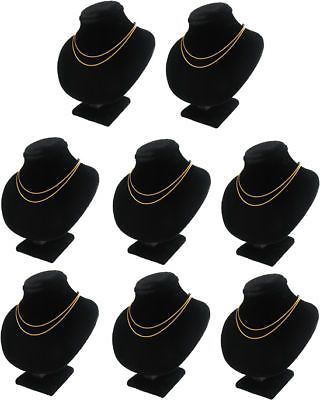 8Pc 5.5&#034;H BLACK VELVET JEWELRY DISPLAY BUST NECKLACE CASE CHAIN PENDANT JA49B8