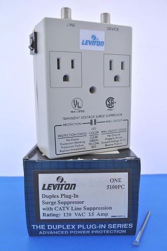 Leviton 5100pc duplex plug-in surge suppressor w/catv line suppression 15a 120v for sale