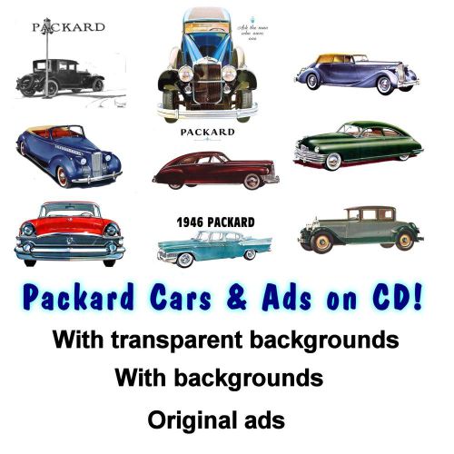 1902 - 1958 Packard Cars Ads CD - Transparent Backgrounds - Ready to print