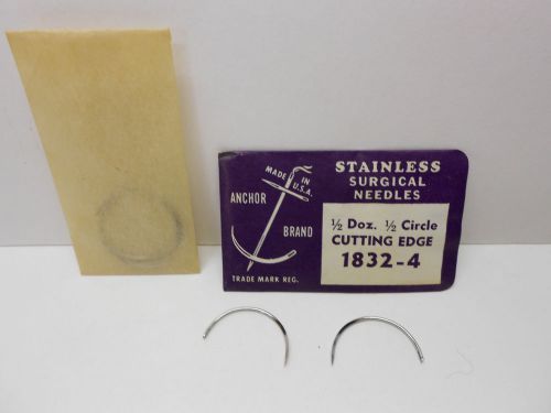 6 Anchor Surgical Needles Veterinary 1/2 Circle  1832-4 Stainless  USA (Last One