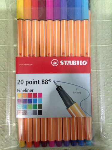 Stabilo 88 Series 20 Point 88 Fineliner with 0.4mm Tip 20 Piece Set For Coloring