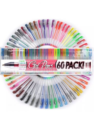 60 UNIQUE Colors Gel Ink Pens New Colors Adult Coloring Pens: Top Quality Pens!
