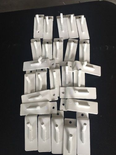 (26) slatwall hooks 1&#034; white used. free shipping! for sale