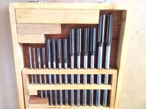 Set of (14) hss reamers .1240 to .5010 in wooden case for sale
