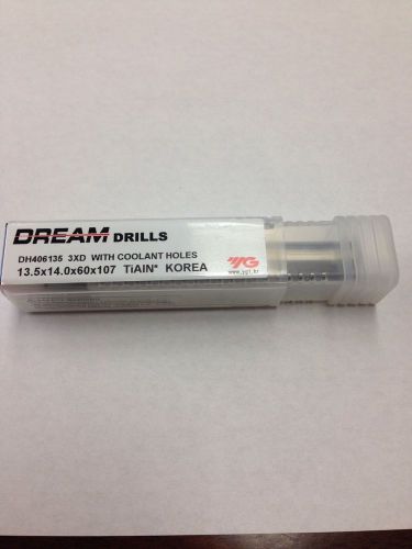 YG1 13.5mm Dream Drill DH406135 3xd, NEW!