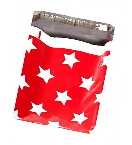 10&#034; x 13&#034; Christmas Stars -FLAT POLY MAILERS -USPS Approved Shipping Mailers