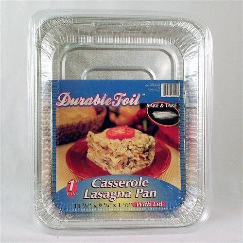 Durable Foil Disposable Casserole Lasagna Pan with Lid 1 Count - Case of 12