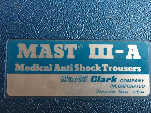 DAVID CLARK PEDI-MAST III-A ANTI-SHOCK TROUSERS WITH PUMP AND HOSE !