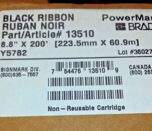 BRADY 13510 Black Ribbon 200 ft. L, 8.8 In. Wide  BBP85 and PowerMark Ribbon