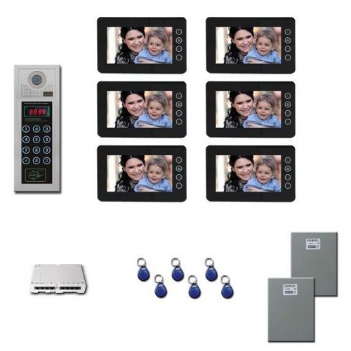 Apartment Video Intercom Six 7 inch color monitor door panel kit
