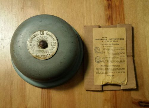 VINTAGE EDWARDS ADAPTABEL 6&#034; VIBRATING ELECTRICAL BELL No. 340 WITH INSTRUCTIONS
