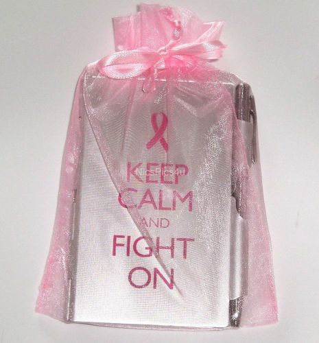 Wellspring flip note w/ pen - keep calm &amp; fight on  1617 with organza gift bag for sale
