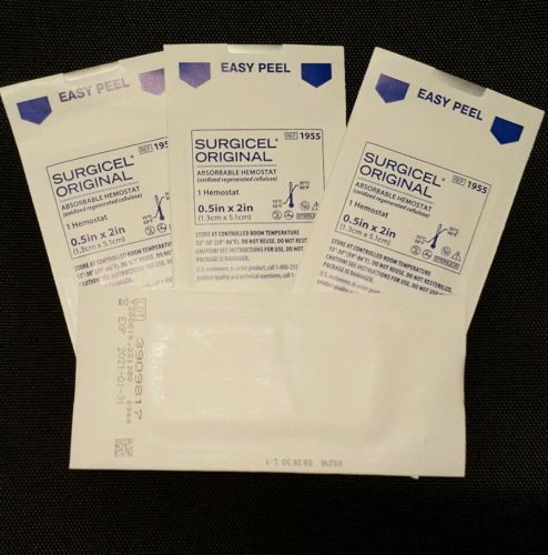 Lot of 4/ 1955 ETHICON SURGICEL ORIGINAL ABSORBABLE HEMOSTAT 0.5&#034; X 2&#034; (IN-DATE)