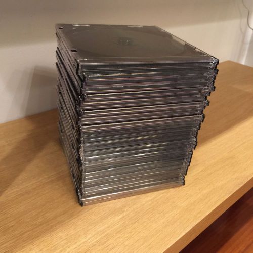 Standard CD Jewel Case Box w. Black Tray 3/8&#034; thick Lot of 21