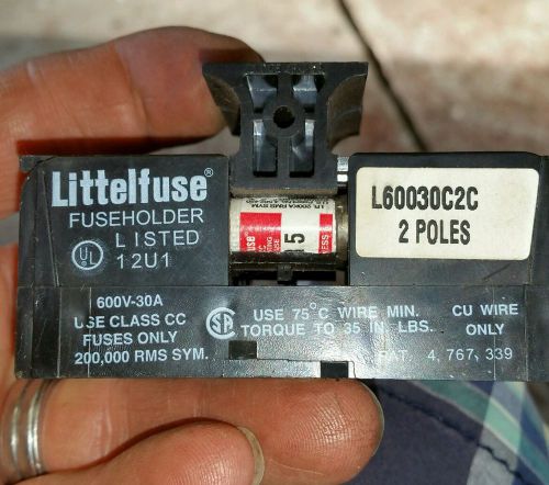 Littelfuse l60030c-2c class cc box lug terminal fuse holder 2p 30a 600v  used for sale