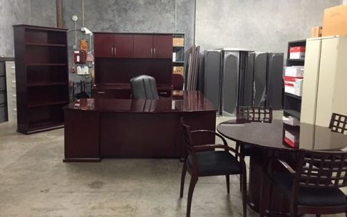Cherry Man Office Furniture Executive Suite Set - Desk, Credenza, Hutch, Etc.
