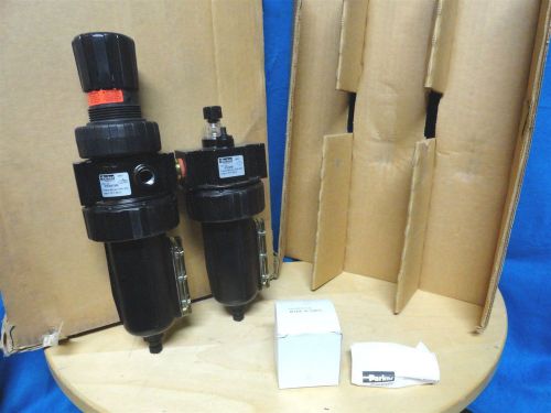 (new) parker 07g34a13a4bd  2 pc filter regulator &amp; lubricator 1/2&#034; npt 40 micron for sale
