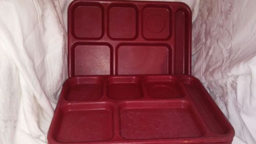 LOT OF 4 CAMBRO BCT1014 14.5&#034; X 10&#034; RED CAFETERIA 6-COMPARTMENT SCHOOL TRAYS