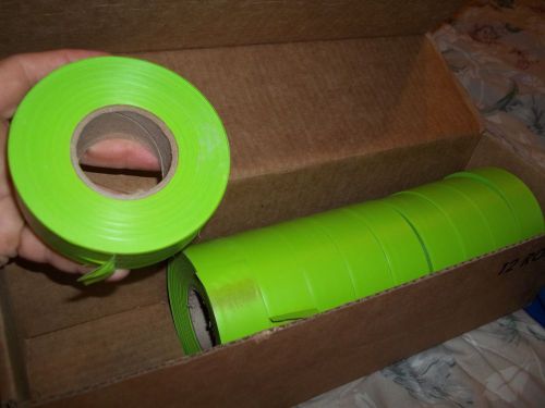 LOT OF 10 ROLLS OF LIME GREEN FLAGGING TAPE RIBBON SURVEY CONSTRUCTION MARK