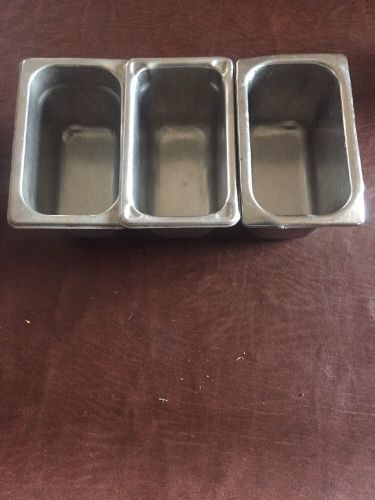 1/9 SIZE Set Of 3 RESTAURANT STEAM TABLE PAN STAINLESS STEEL