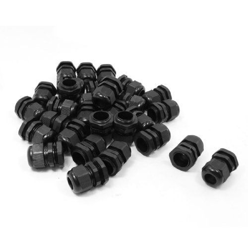 uxcell 30 Pcs PG13.5 Black Plastic 6mm to 12mm Dia Cable Glands Fastening
