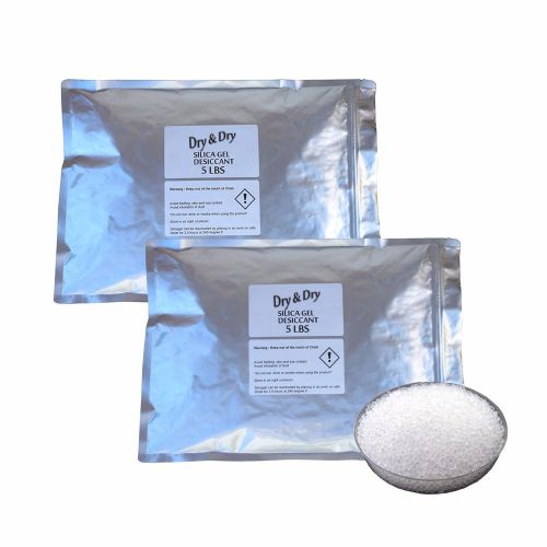 10 LBS &#034;Dry &amp; Dry&#034; High Quality Pure White Silica Gel Desiccant Beads