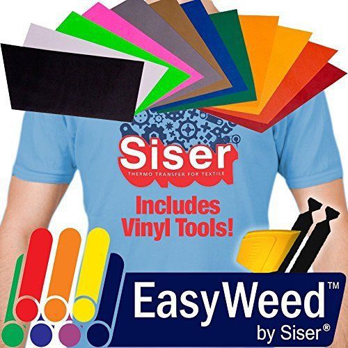Siser SISER EasyWeed Heat Transfer Vinyl, 12 x 15&#034; 12-Color Starter BUNDLE