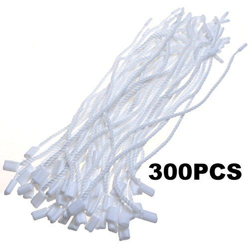 BCP 300-pieces 7&#034; White Hang Tag Nylon Rope String Snap Lock Pin Loop Tie
