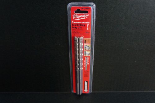 5 pack milwaukee 48-20-8962 3-flat secure grip hammer-drill bit 1/4&#034; x 4&#034; x 6&#034; for sale