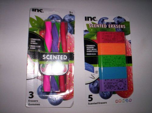 FRUIT SCENTED ERASERS ~ASSORTED STYLES~LOT OF 2 PACKS~~ CUTE !!