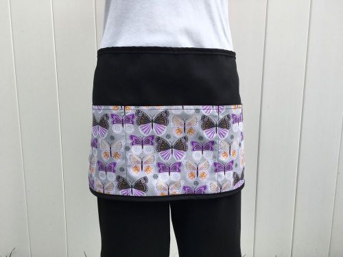 Black Butterflies Waitress Waist 3 Pocket Apron Restaurant Classyaprons