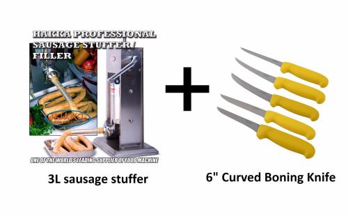 3L/7Lb 2 Speeds Stainless Steel Sausage Maker &amp; 6&#034; Curved Boning Knife (SV-3+Bk)
