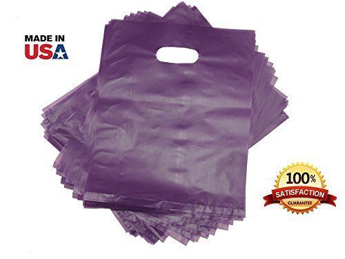 GlossyEnd 100 Purple Merchandise Bags, Shopping Bags, 12&#034; X 15&#034; with Die Cut