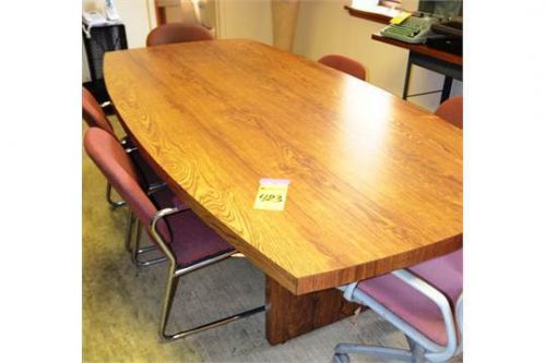 Boat Shaped Conference Room Table with 6 Chairs ,Wall Units &amp; Lamps